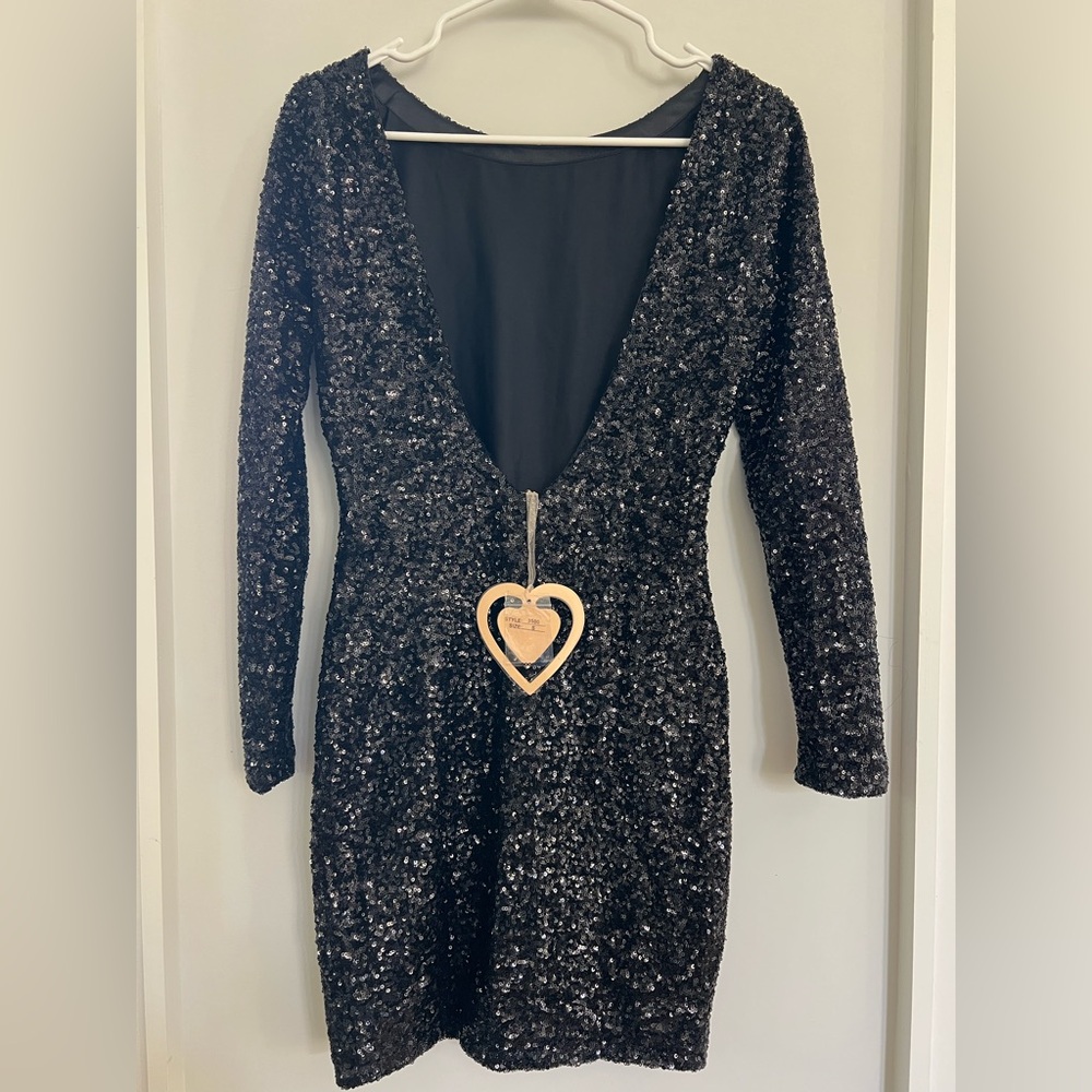 Glamorous Black Sequin Long Sleeve Dress